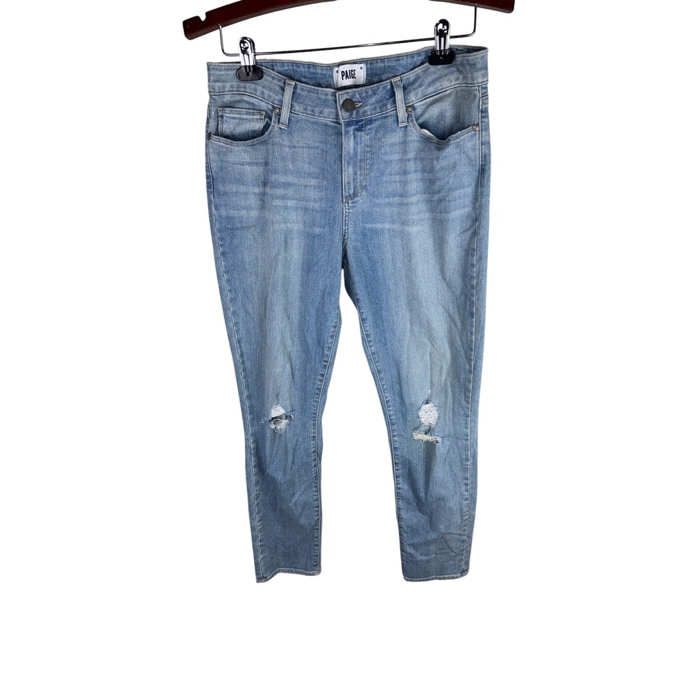Paige Skyline‎ Ankle Peg Distressed Skinny Jeans Light Wash Blue Size 31 Womens